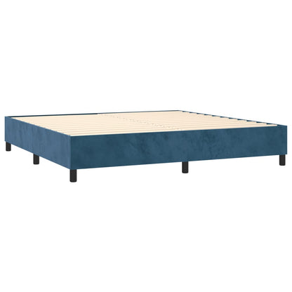 Box Spring Postel S Matrací A Led Tmavě Modrá 200X200 Cm Samet