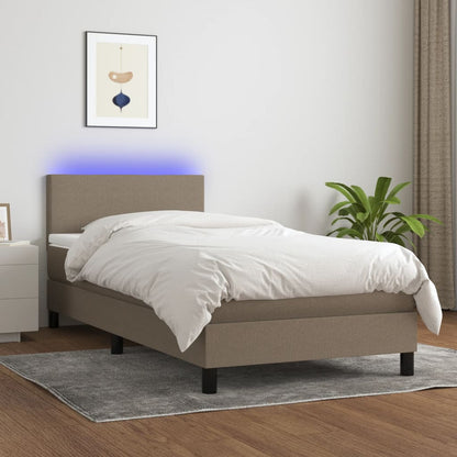 Box Spring Postel S Matrací A Led Textil Taupe