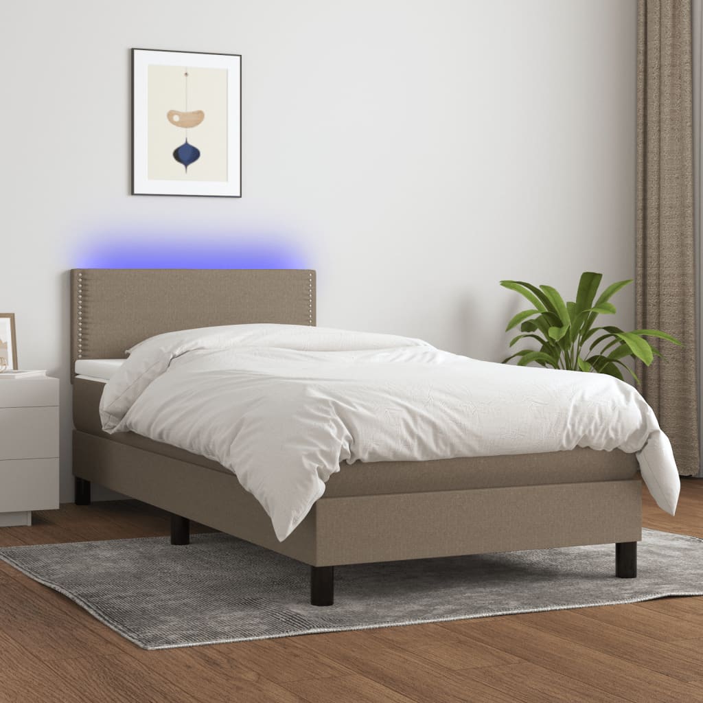 Box Spring Postel S Matrací A Led Textil Taupe