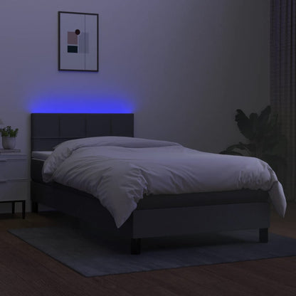 Box Spring Postel S Matrací A Led Textil Tmavě Šedá