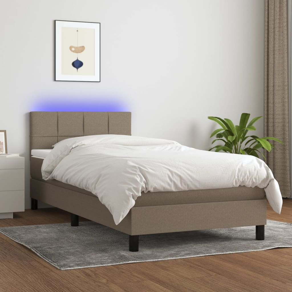Box Spring Postel S Matrací A Led Textil Taupe