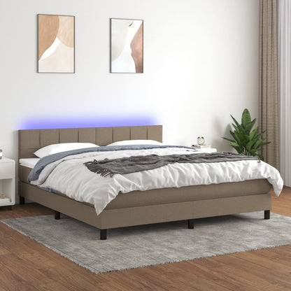 Box Spring Postel S Matrací A Led Textil Taupe