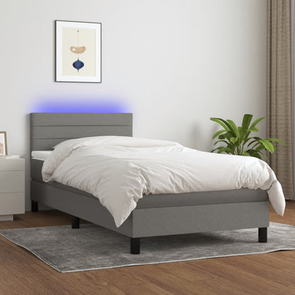 Box Spring Postel S Matrací A Led Textil Tmavě Šedá