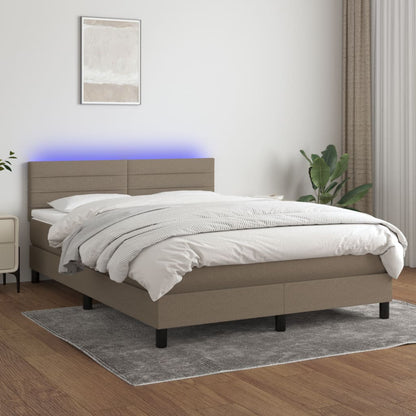 Box Spring Postel S Matrací A Led Textil Taupe