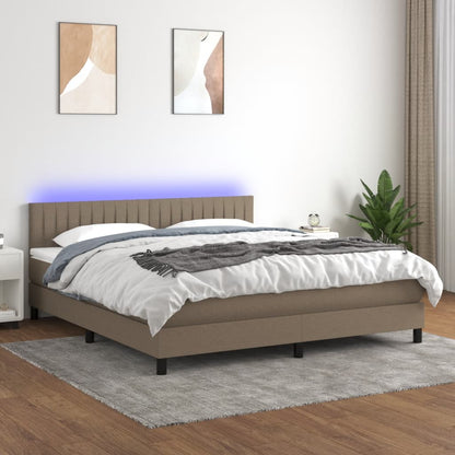 Box Spring Postel S Matrací A Led Textil Taupe