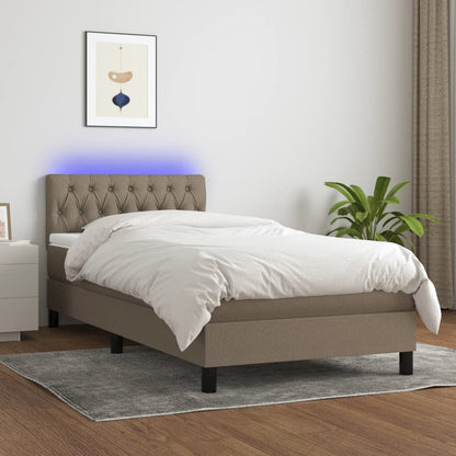 Box Spring Postel S Matrací A Led Textil Taupe