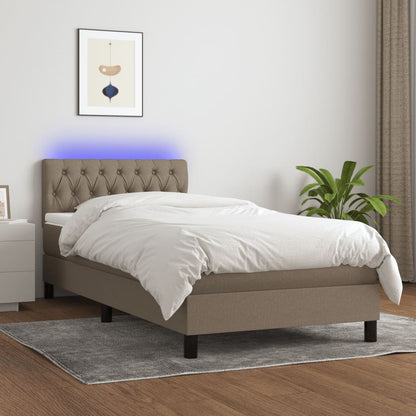 Box Spring Postel S Matrací A Led Textil Taupe