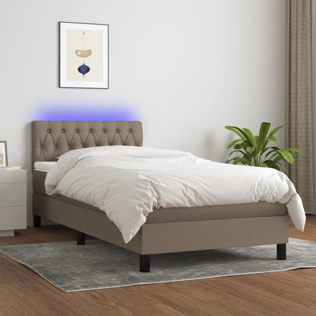 Box Spring Postel S Matrací A Led Textil Taupe