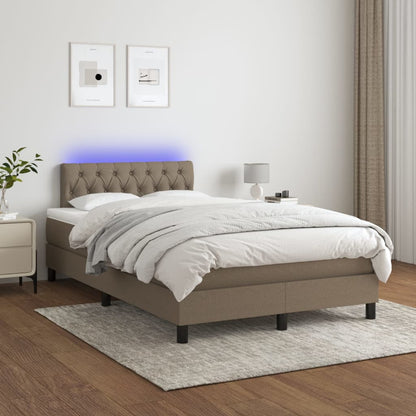 Box Spring Postel S Matrací A Led Textil Taupe