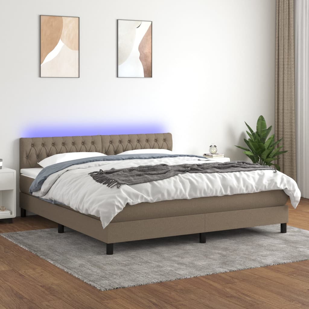 Box Spring Postel S Matrací A Led Textil Taupe