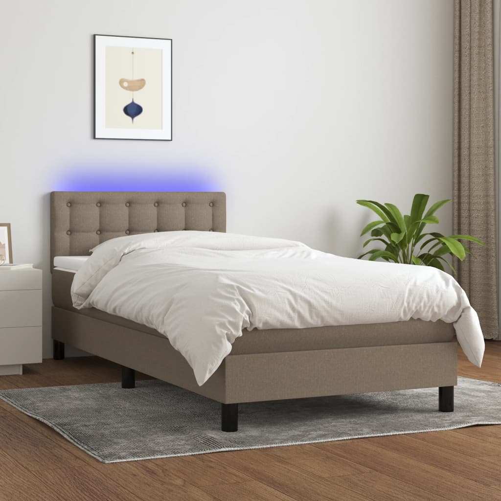 Box Spring Postel S Matrací A Led Textil Taupe