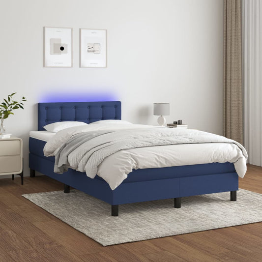 Box Spring Postel S Matrací A Led Textil Modrá