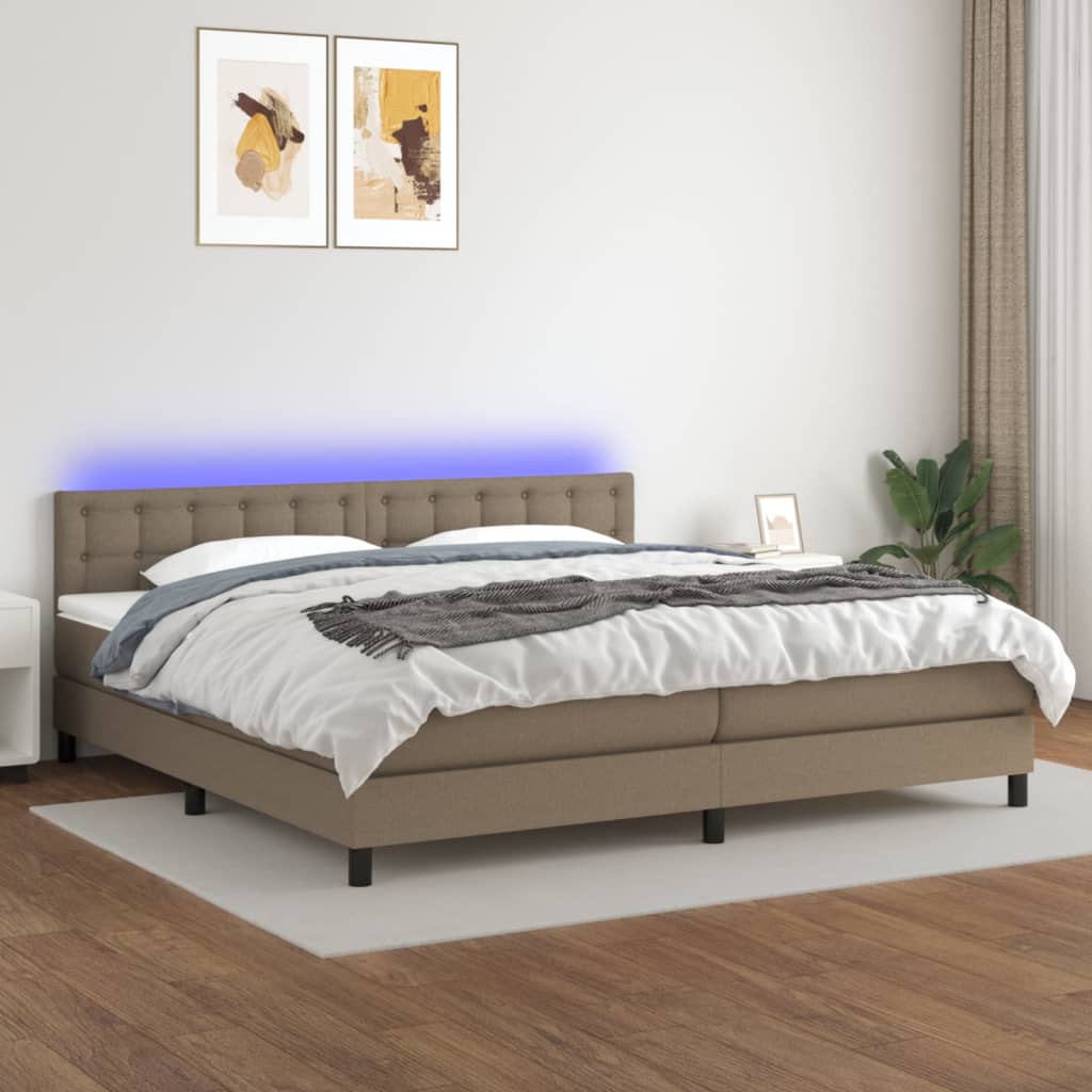 Box Spring Postel S Matrací A Led Textil Taupe
