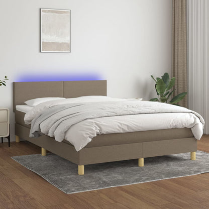 Box Spring Postel S Matrací A Led Textil Taupe