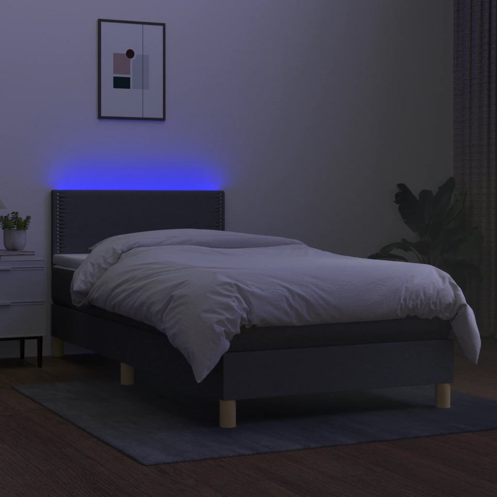 Box Spring Postel S Matrací A Led Textil Tmavě Šedá