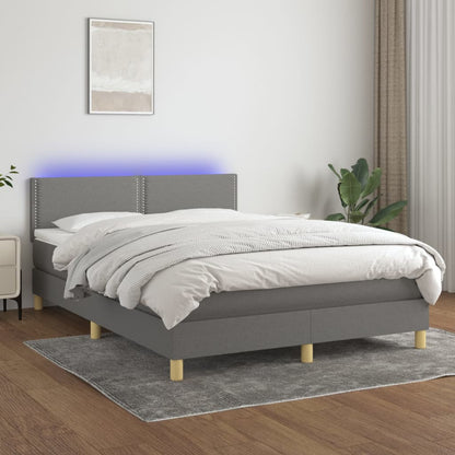 Box Spring Postel S Matrací A Led Textil Tmavě Šedá