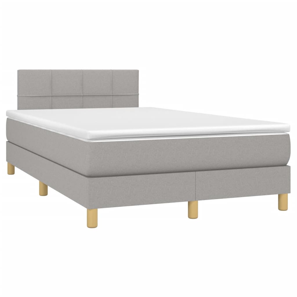 Box Spring Postel S Matrací A Led Textil Světle Šedá