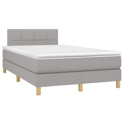 Box Spring Postel S Matrací A Led Textil Světle Šedá