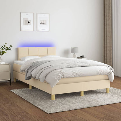 Box Spring Postel S Matrací A Led Textil Krémová