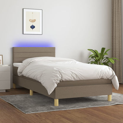 Box Spring Postel S Matrací A Led Textil Taupe