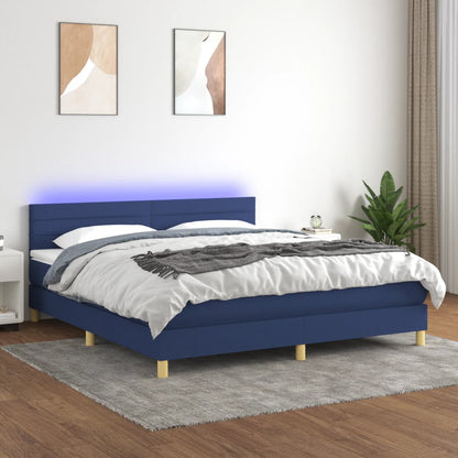 Box Spring Postel S Matrací A Led Textil Modrá