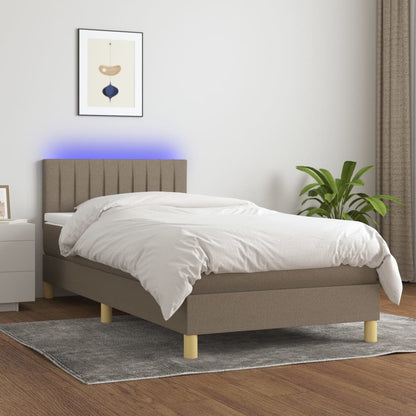Box Spring Postel S Matrací A Led Textil Taupe