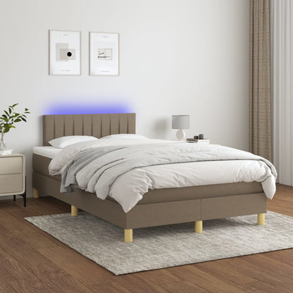 Box Spring Postel S Matrací A Led Textil Taupe