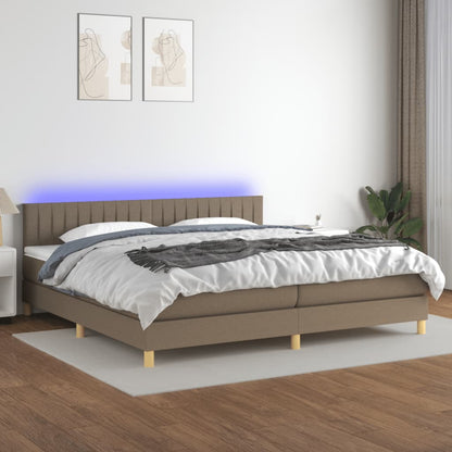 Box Spring Postel S Matrací A Led Textil Taupe