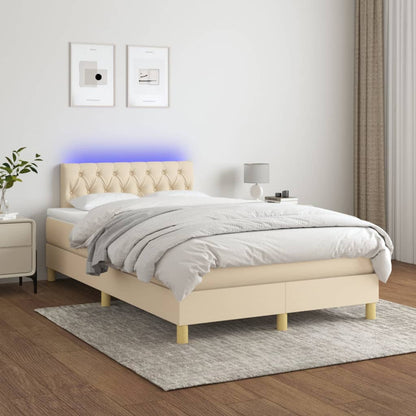 Box Spring Postel S Matrací A Led Textil Krémová