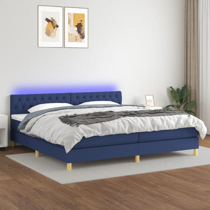 Box Spring Postel S Matrací A Led Textil Modrá