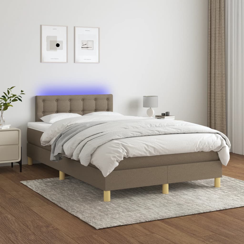 Box Spring Postel S Matrací A Led Textil Taupe