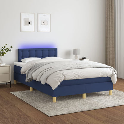 Box Spring Postel S Matrací A Led Textil Modrá