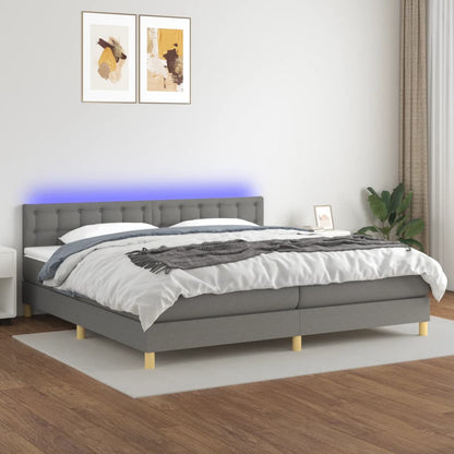 Box Spring Postel S Matrací A Led Textil Tmavě Šedá