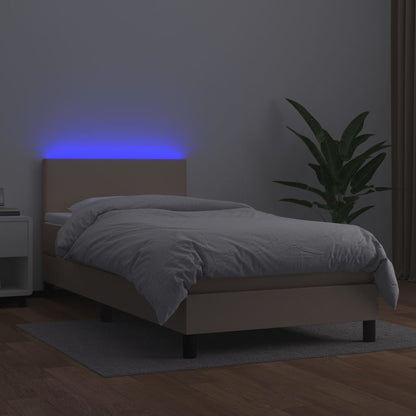 Box Spring Postel Matrace A Led Cappuccino 80X200 Cm Umělá Kůže
