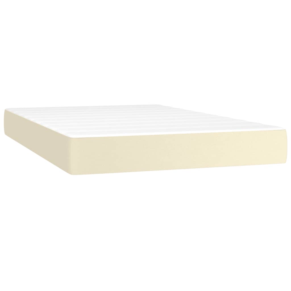 Box Spring Postel S Matrací A Led Krémová 120X200 Cm Umělá Kůže