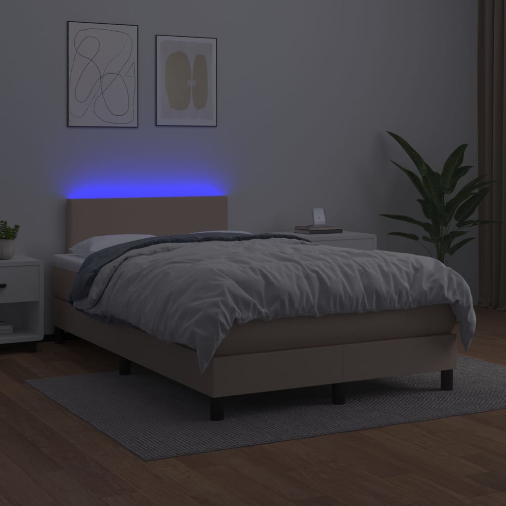 Box Spring Postel Matrace A Led Cappuccino 120X200Cm Umělá Kůže