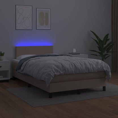 Box Spring Postel Matrace A Led Cappuccino 120X200Cm Umělá Kůže