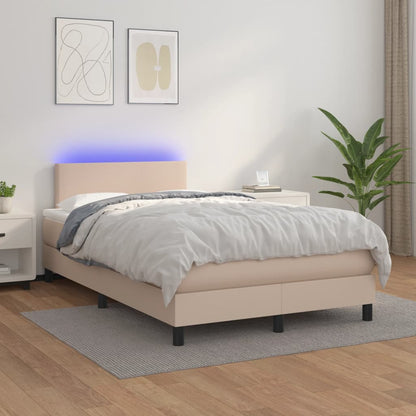 Box Spring Postel Matrace A Led Cappuccino 120X200Cm Umělá Kůže