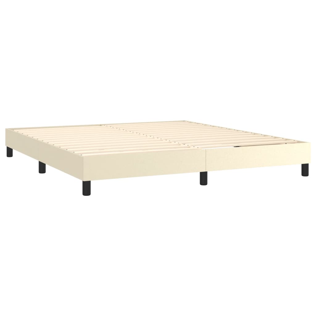 Box Spring Postel S Matrací A Led Krémová 160X200 Cm Umělá Kůže