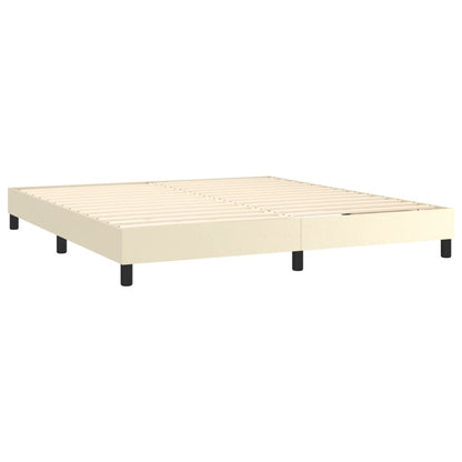 Box Spring Postel S Matrací A Led Krémová 160X200 Cm Umělá Kůže