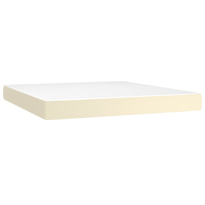 Box Spring Postel S Matrací A Led Krémová 180X200Cm Umělá Kůže