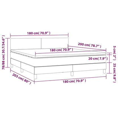Box Spring Postel S Matrací A Led Krémová 180X200Cm Umělá Kůže