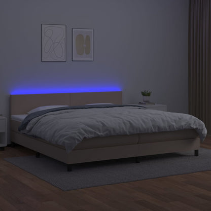Box Spring Postel Matrace A Led Cappuccino 200X200Cm Umělá Kůže