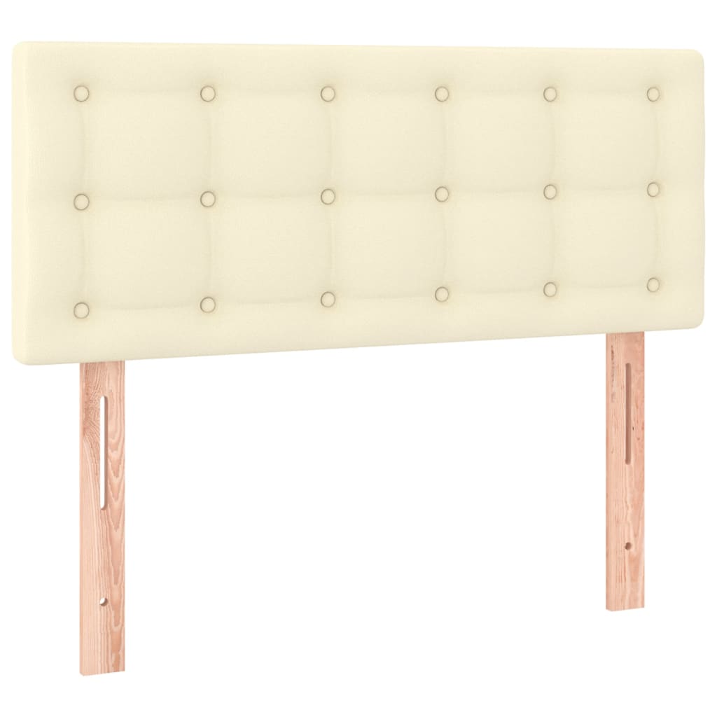 Box Spring Postel S Matrací A Led Krémová 90X190 Cm Umělá Kůže