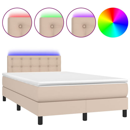 Box Spring Postel Matrace A Led Cappuccino 120X200Cm Umělá Kůže