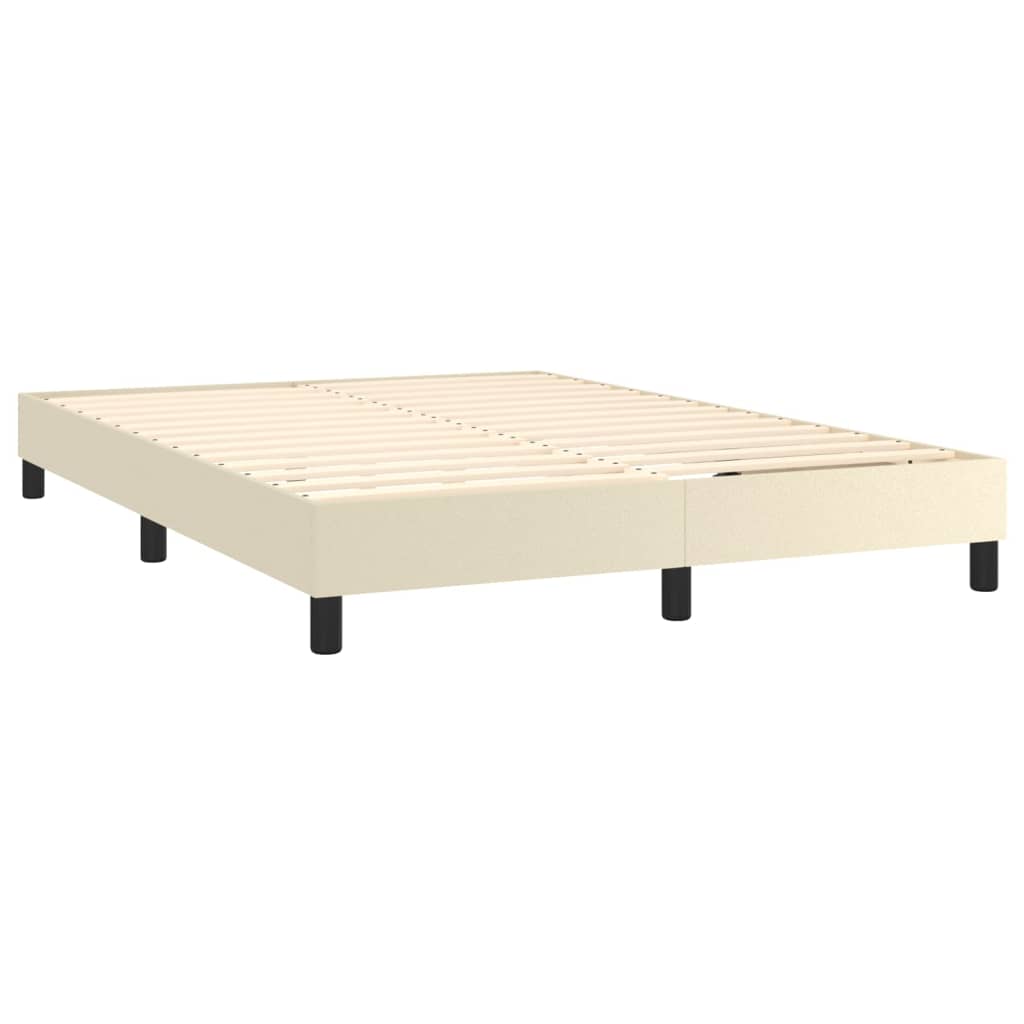 Box Spring Postel S Matrací A Led Krémová 140X190 Cm Umělá Kůže