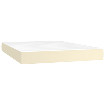 Box Spring Postel S Matrací A Led Krémová 140X190 Cm Umělá Kůže