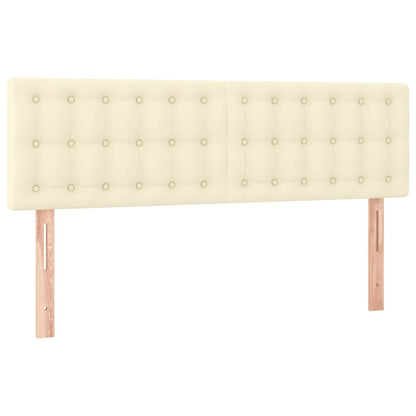 Box Spring Postel S Matrací A Led Krémová 140X190 Cm Umělá Kůže