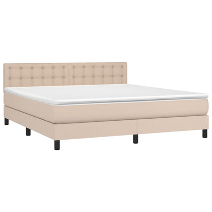 Box Spring Postel Matrace A Led Cappuccino 160X200Cm Umělá Kůže