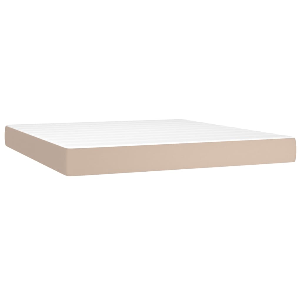 Box Spring Postel Matrace A Led Cappuccino 160X200Cm Umělá Kůže